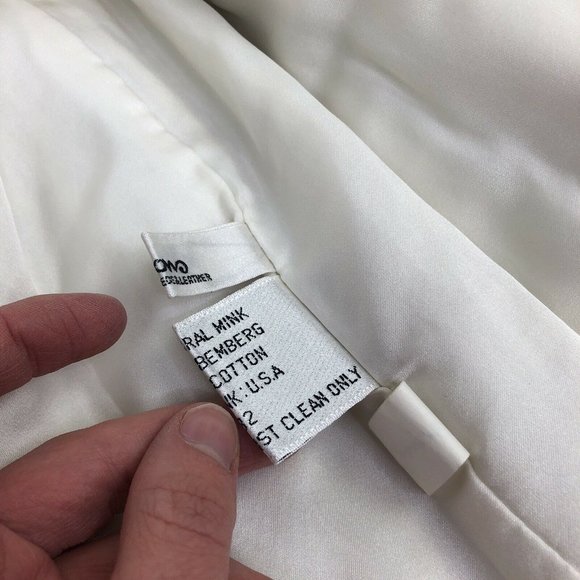 Women's Vintage White Saga USA Mink Fur Jacket Ribbed Size M Pockets KOREA Made - Picture 4 of 10